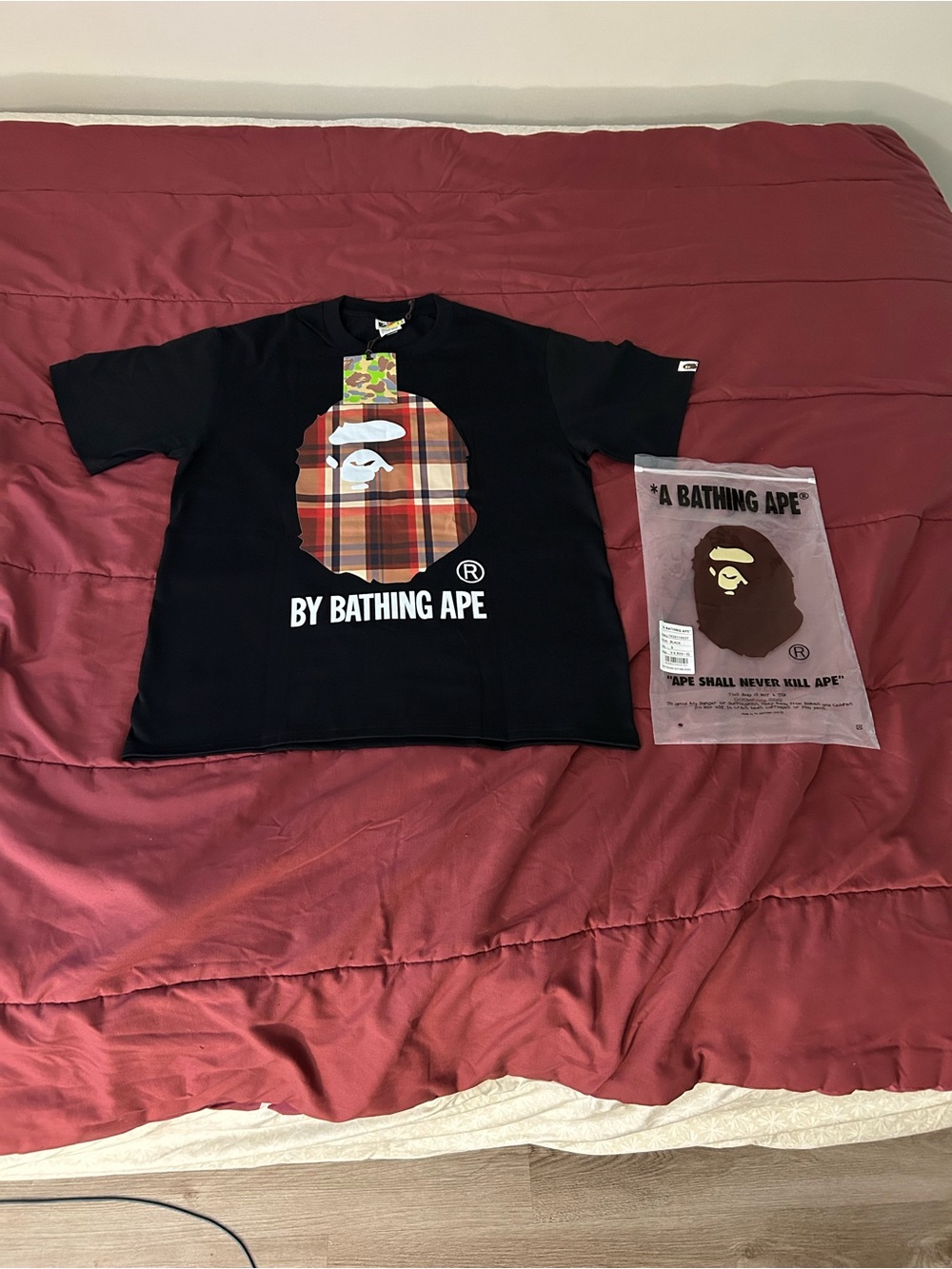 Black Plaid Logo bape tee